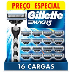 Carga Para Aparelho De Barbear Gillette Mach3 Regular Com 16 Unidades