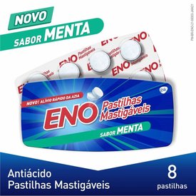 PASTILHAS MASTIGÁVEIS ENO SABOR HORTELÃ, ALÍVIO RÁPIDO CONTRA AZIA, 8 PASTILHAS
