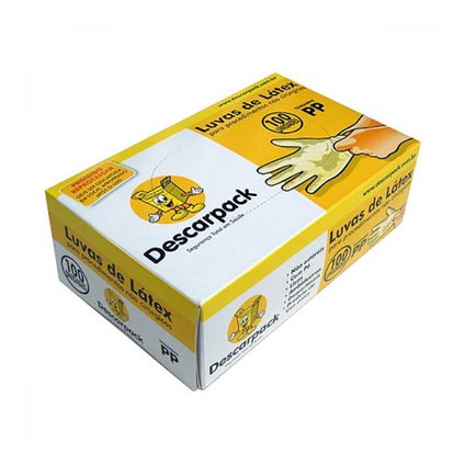 LUVA DE PROCEDIMENTO LATEX COM PÓ PP COM 100 UNIDADES