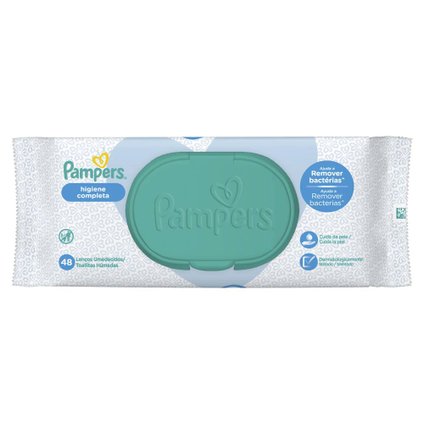 LENÇOS UMEDECIDOS PAMPERS HIGIENE COMPLETA COM 48 UNIDADES