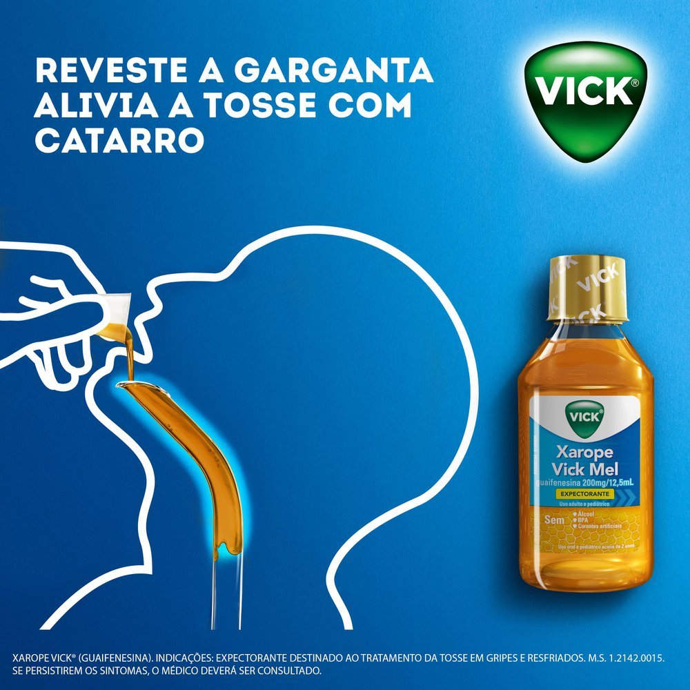 Vick Xarope 44E para alívio da tosse seca e com catarro