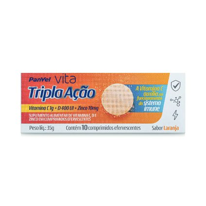 VITAMINA C 1G TRIPLA  ACAO PANVEL VITA 10 COMPRIMIDOS EFERVESCENTES
