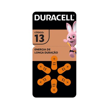 PILHA PARA APARELHO AUDITIVO 13 DURACELL COM 6 UNIDADES