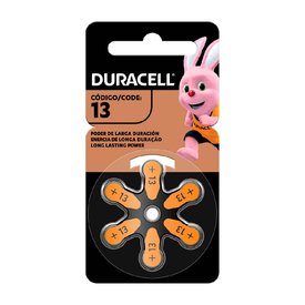 PILHA PARA APARELHO AUDITIVO 13 DURACELL COM 6 UNIDADES