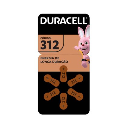 PILHA PARA APARELHO AUDITIVO 312 DURACELL COM 6 UNIDADES