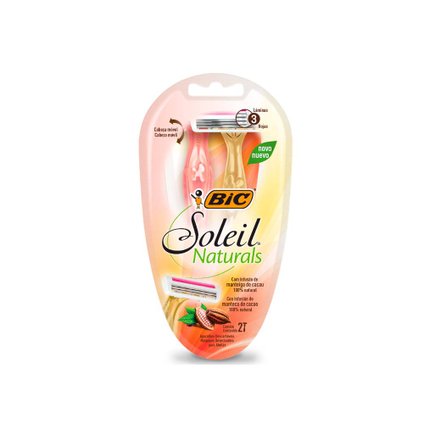 APARELHO DEPILATÓRIO BIC SOLEIL NATURALS COM 2 UNIDADES
