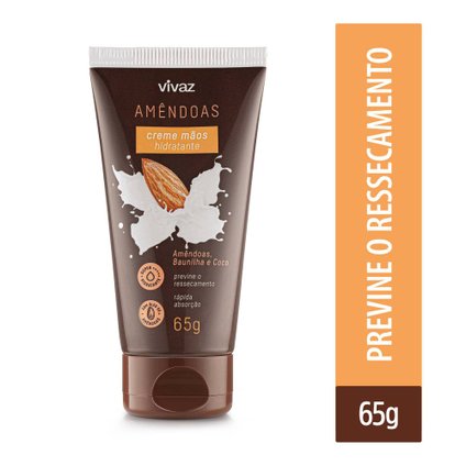 CREME HIDRATANTE PARA MÃOS AMÊNDOAS VIVAZ 65G