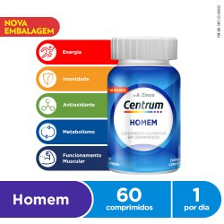 Centrum Homem Multivitamínico Com Vitaminas E Minerais De A A Zinco 60 Comprimidos