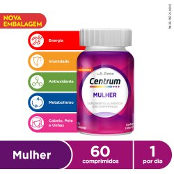 Centrum Mulher Multivitamínico Com Vitaminas E Minerais De A A Zinco 60 Comprimidos