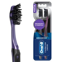 Kit Escova Dental Macia Oral-b 5 Ações Com Carvão Advanced 2 Unidades