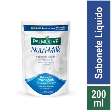 SABONETE LÍQUIDO PARA AS MÃOS COM HIDRATANTE PALMOLIVE NUTRI-MILK REFIL 200ML