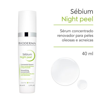 SÉRUM BIODERMA SÉBIUM NIGHT PEEL CONCENTRADO RENOVADOR PARA PELES OLEOSAS E ACNEICAS 40ML