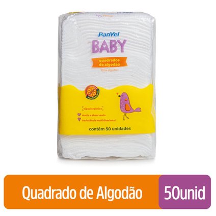 QUADRADO DE ALGODÃO PANVEL BABY 50 UNIDADES