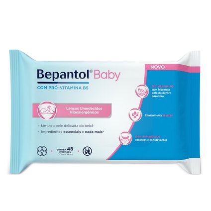 LENÇOS UMEDECIDOS HIPOALERGÊNICOS BEPANTOL BABY COM 48 UNIDADES