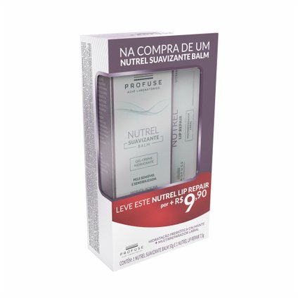 KIT PROFUSE GEL CREME HIDRATANTE NUTREL SUAVIZANTE BALM 50G + NUTREL LIP REPAIR 7,5G