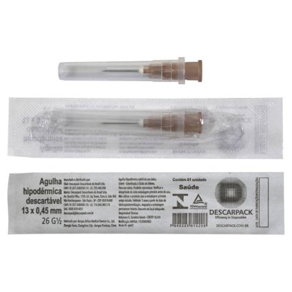 AGULHA HIPODÉRMICA DESCARTÁVEL 13X0,45MM