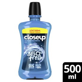 ENXAGUANTE BUCAL CLOSEUP ICE PROTEÇÃO 360 FRESH 500ML
