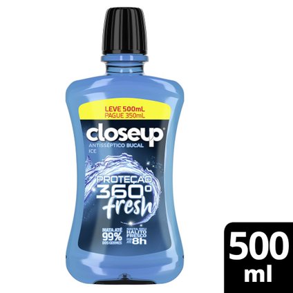 ANTISSÉPTICO BUCAL CLOSEUP ICE PROTEÇÃO 360 FRESH COM ÁLCOOL 500ML