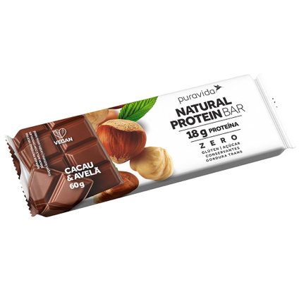 BARRA PROTEICA PURAVIDA CACAU AVELÃ 60G