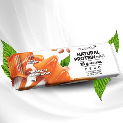 BARRA PROTEICA PURAVIDA CARAMELO E AMENDOIM 60G