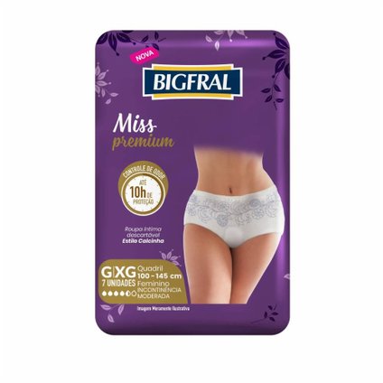 ROUPA ÍNTIMA FEMININA BIGFRAL MISS PREMIUM G/XG COM 7 UNIDADES