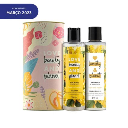 KIT LOVE BEAUTY AND PLANET COCO  YLANG YLANG SHAMPOO 300 ML + CONDICIONADOR 300ML + LATA