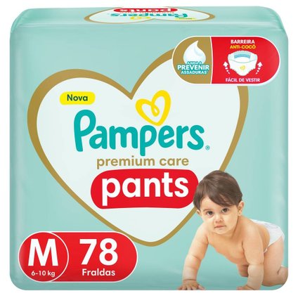 FRALDA PAMPERS PANTS PREMIUM CARE M COM 78 UNIDADES