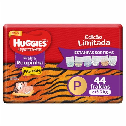 FRALDA HUGGIES SUPREME CARE MEGA ROUPINHA FASHION P 44 UNIDADES
