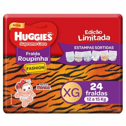 FRALDA HUGGIES SUPREME CARE MEGA ROUPINHA FASHION XG 24 UNIDADES