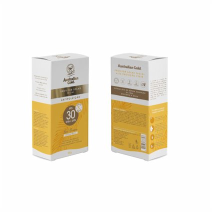 PROTETOR SOLAR FACIAL AUSTRALIAN GOLD GEL CREME TOQUE SECO FPS 30 50G