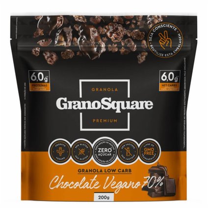 GRANOLA LOW CARB GRANO SQUARE CHOCOLATE VEGANO 70% 200G