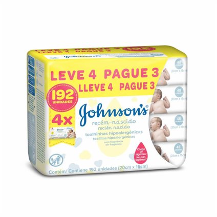 LENÇOS UMEDECIDOS JOHNSON'S BABY RECÉM NASCIDO LEVE 4 PAGUE 3 UNIDADES