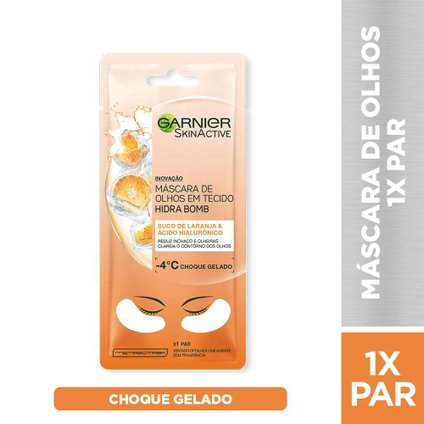 MÁSCARA DE OLHOS EM TECIDO GARNIER HIDRA BOMB SUCO DE LARANJA 6G