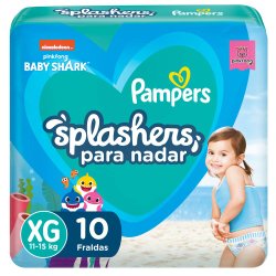 Fralda Para Nadar Pampers Splashers Baby Shark Xg 10 Unidades