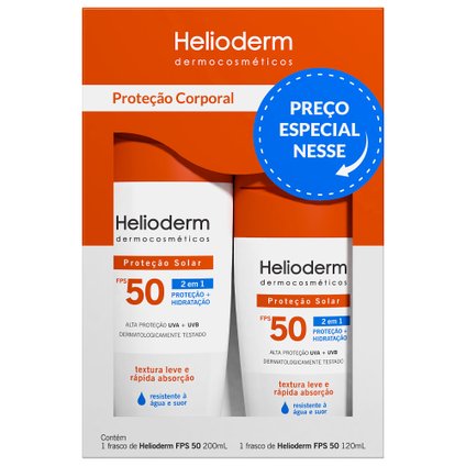 KIT HELIODERM PROTETOR SOLAR CORPORAL FPS50 200ML + 120ML