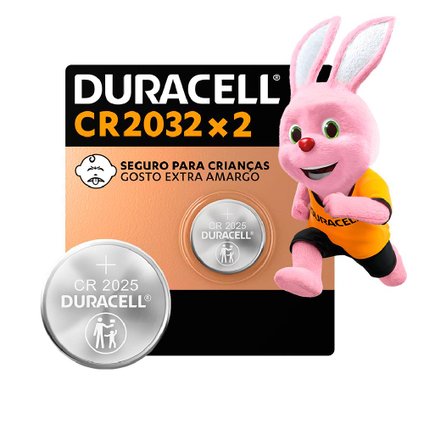 PILHA ALCALINA MOEDA DURACELL CR2032 2 UNIDADES