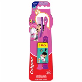KIT ESCOVA DENTAL INFANTIL EXTRA MACIA COLGATE SMILES AGNES E FLUFFY DE 2 À 5 ANOS - 2 UNIDADES