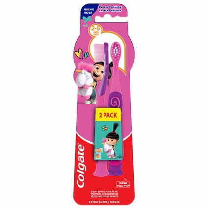 KIT ESCOVA DENTAL INFANTIL EXTRA MACIA COLGATE SMILES AGNES E FLUFFY DE 2 À 5 ANOS - 2 UNIDADES