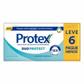 SABONETE ANTIBACTERIANO EM BARRA PROTEX DUO PROTECT 85G LEVE 6 PAGUE 5