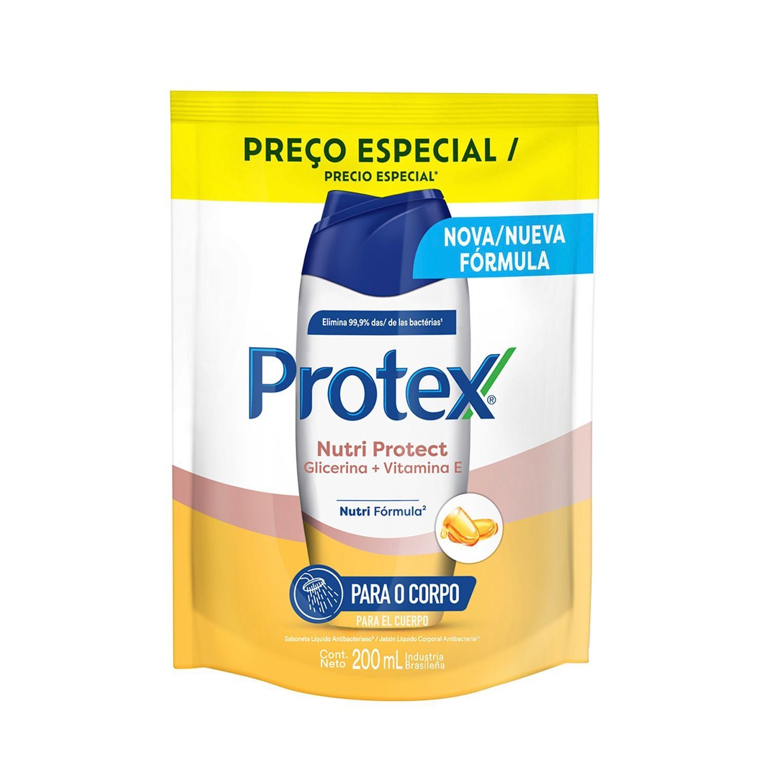 Sabonete Líquido Antibacteriano Para As Mãos Protex Nutri Protect Vitamina E Refil 200ml