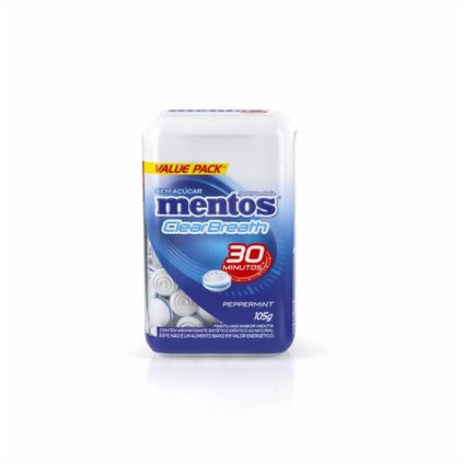 PASTILHA MENTOS CLEAR BREATH PEPPERMINT 105G