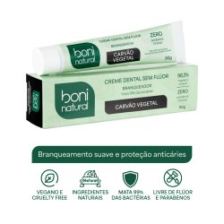 Creme Dental Boni Natural Branqueador Menta Carvão Vegetal 90g