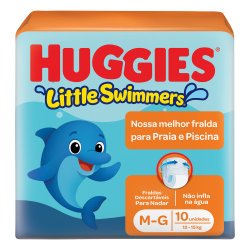 Fralda Descartável Para Praia E Piscina Huggies Little Swimmers M/g Com 10 Unidades