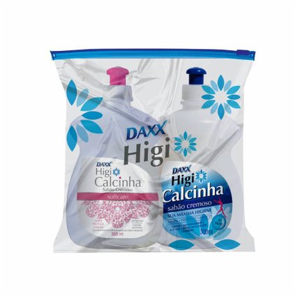 NECESSAIRE SABÃO LIQUIDO CREMOSO HIGI CALCINHA TRADICIONAL E SOFTCARE 300ML COM 2 UNIDADES