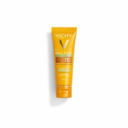 PROTETOR SOLAR VICHY IDEAL SOLEIL PURIFY TOQUE SECO ANTIOLEOSIDADE COR MÉDIA FPS 70 40G
