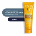 PROTETOR SOLAR VICHY IDEAL SOLEIL PURIFY TOQUE SECO ANTIOLEOSIDADE COR MÉDIA FPS 70 40G