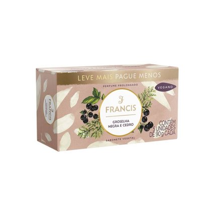 KIT SABONETE EM BARRA FRANCIS COM GROSELHA NEGRA E CEDRO 5 UNIDADES 90G