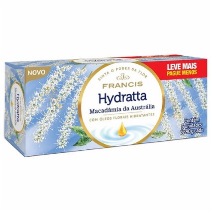 KIT SABONETE EM BARRA FRANCIS HYDRATTA MACADÂMIA DA AUSTRÁLIA  5 UNIDADES 90G