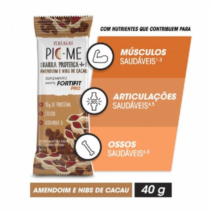 BARRA PROTEICA FORTIFIT PIC-ME AMENDOIM 40G
