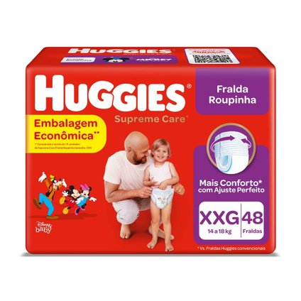 FRALDA HUGGIES SUPREME CARE HIPER ROUPINHA XXG COM 48 UNIDADES